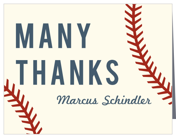 Baseball Pattern Bar Mitzvah Thank You Cards