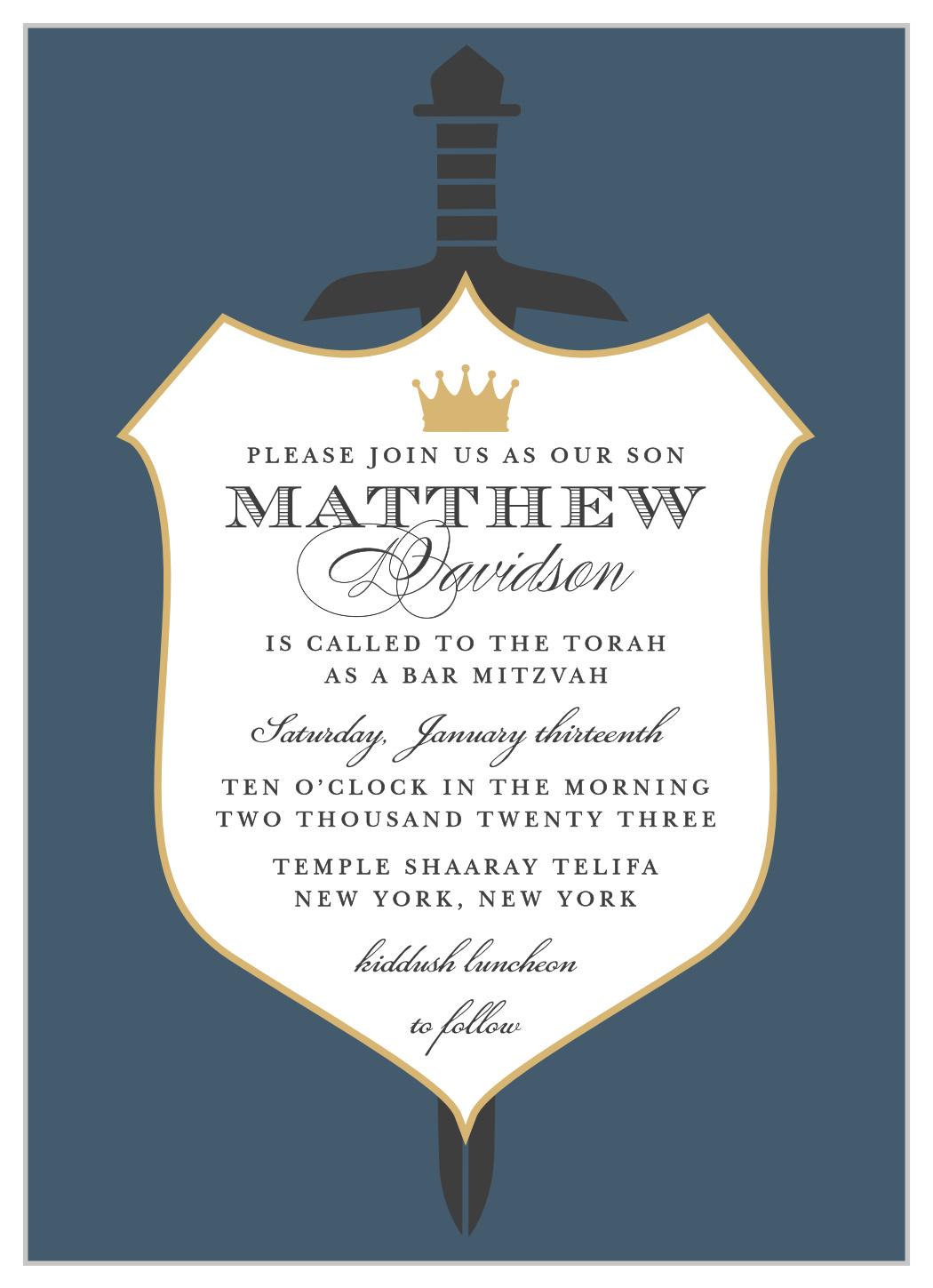 Medieval Sword Bar Mitzvah Invitations