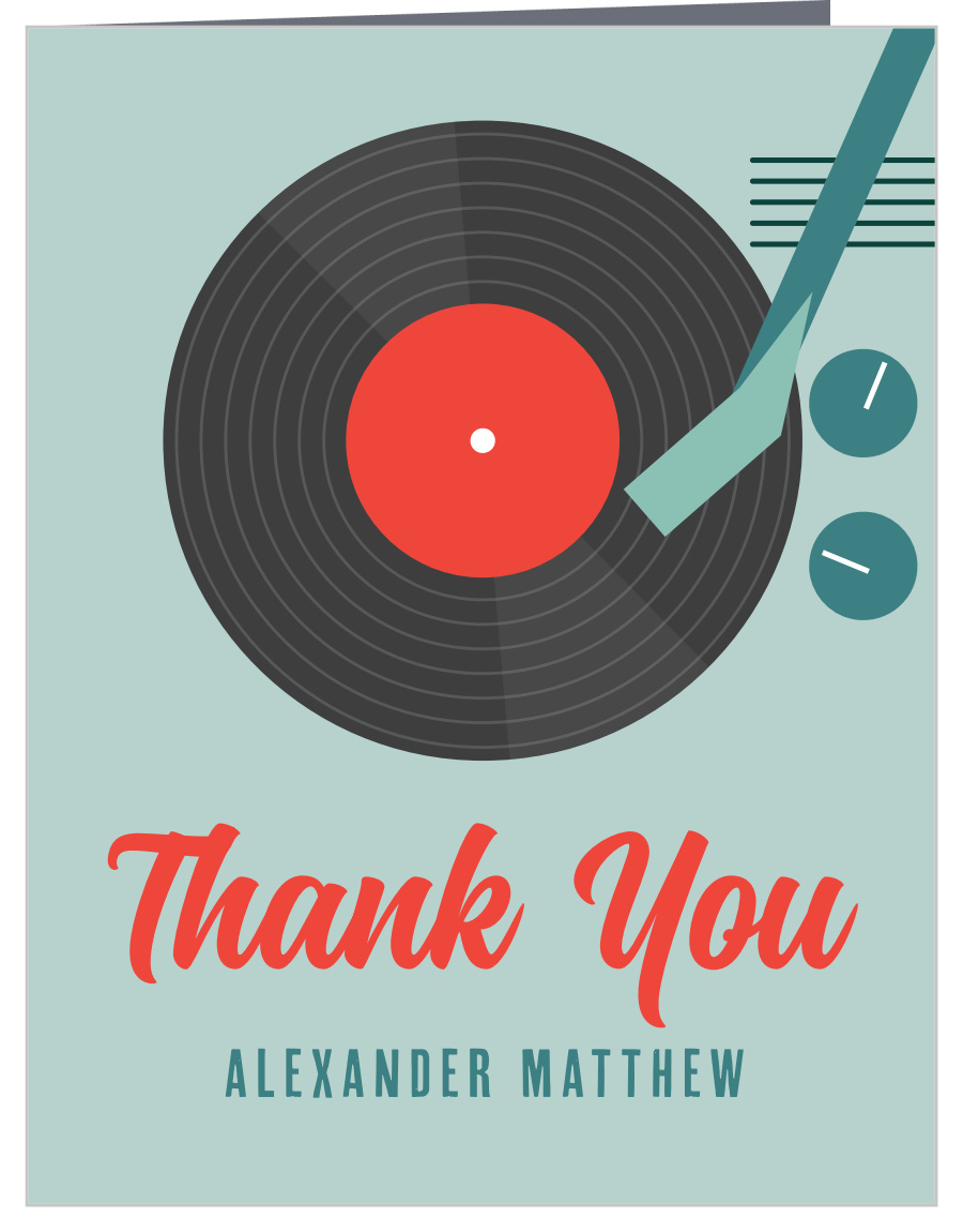 Record Player Bar Mitzvah Thank You Cards