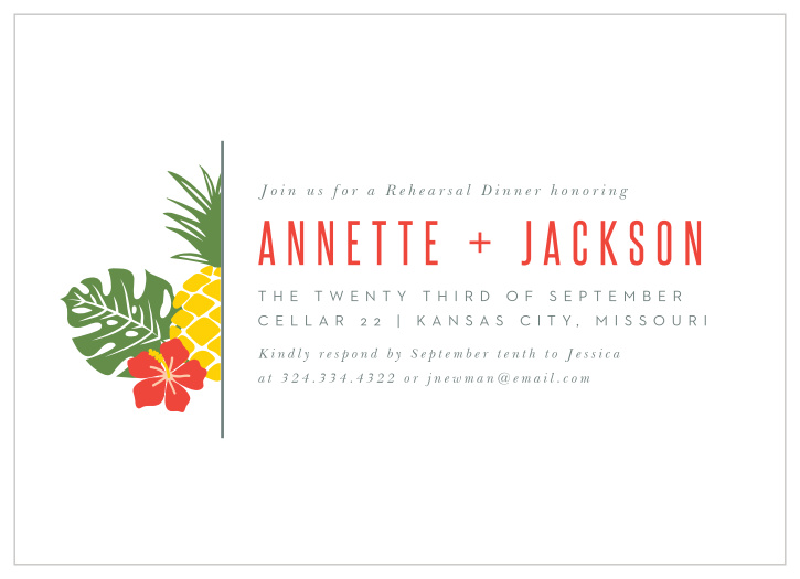 Bring together the people you care about most with our Modern Luau Rehearsal Dinner Invitations.