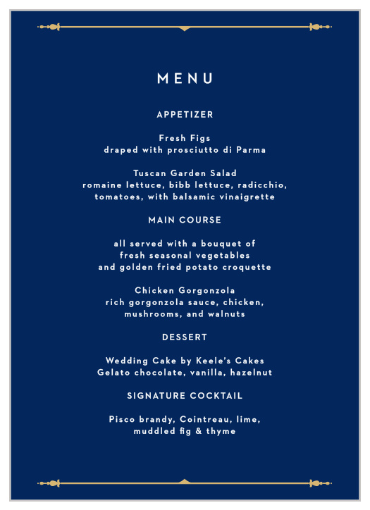 Happily Ever After Wedding Menus
