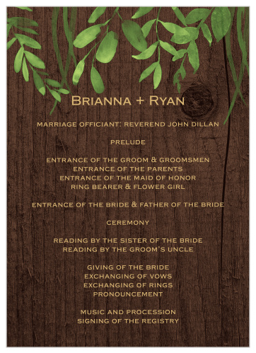 Forever In Love Wedding Programs