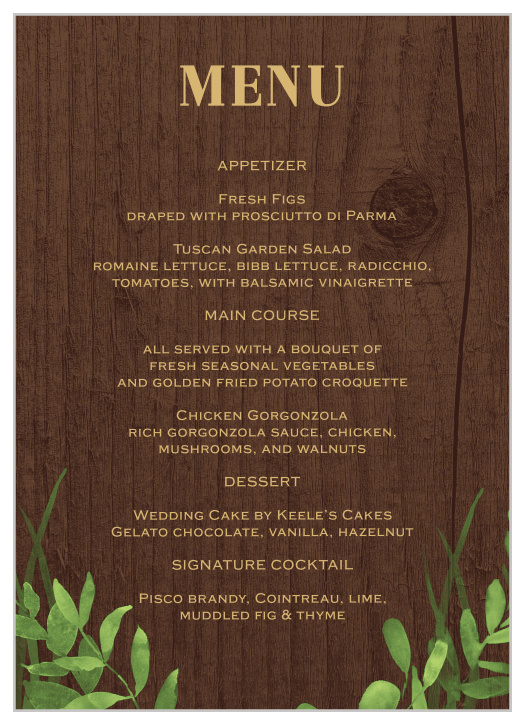 Forever In Love Wedding Menus