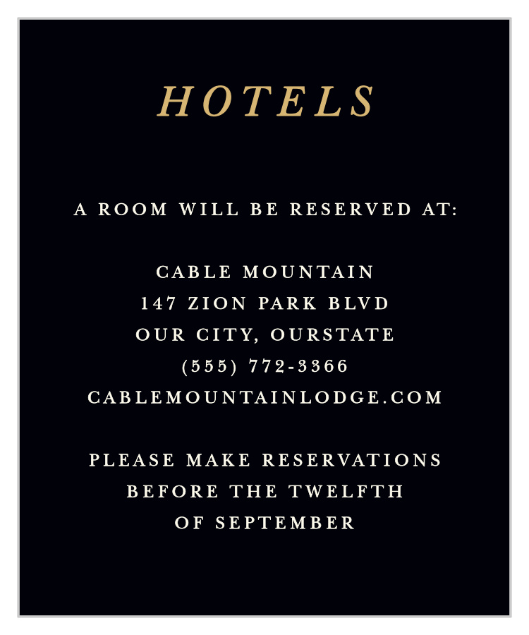 Ornate Love Accommodation Cards
