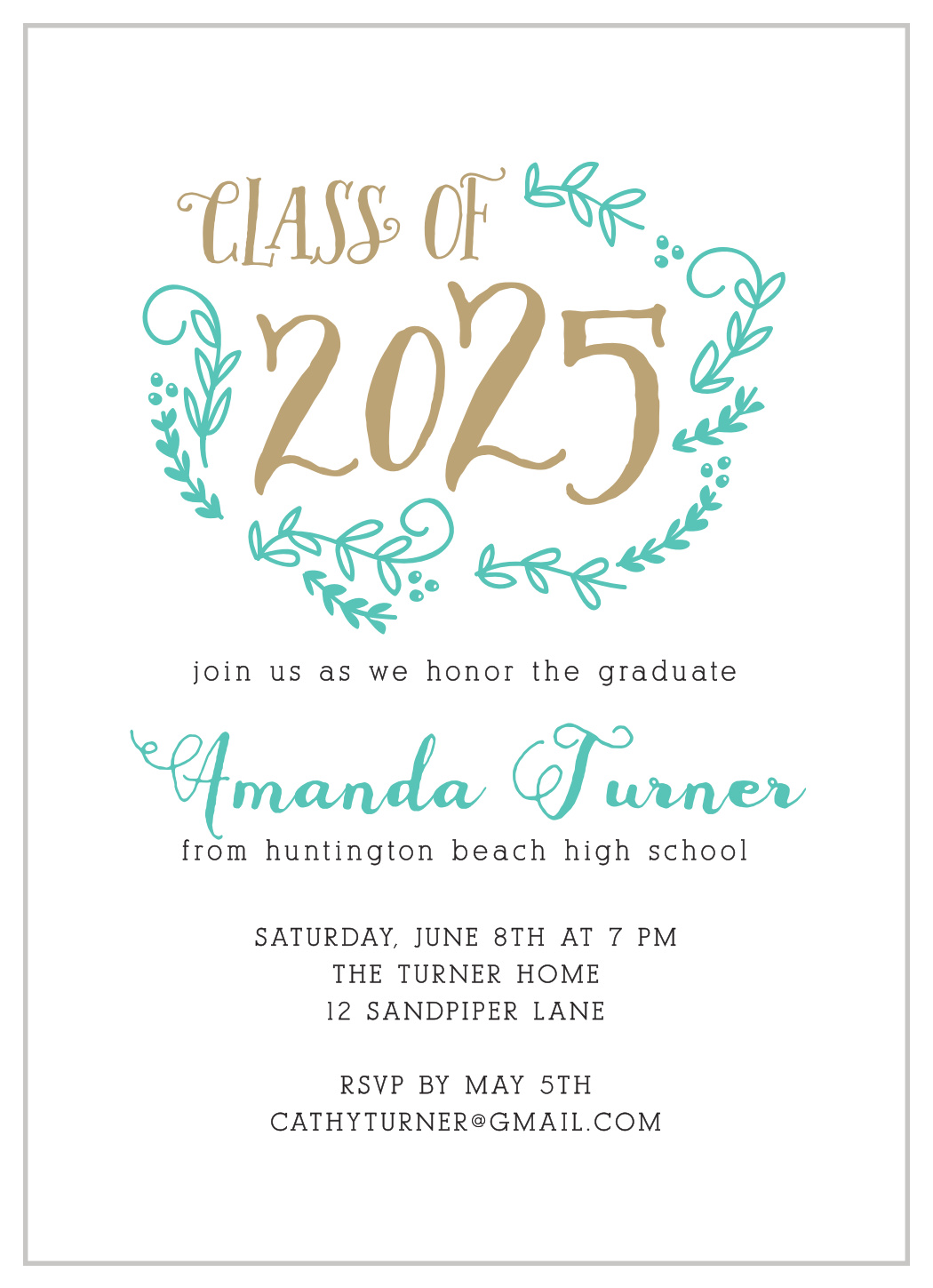 Simple Vines Graduation Invitations