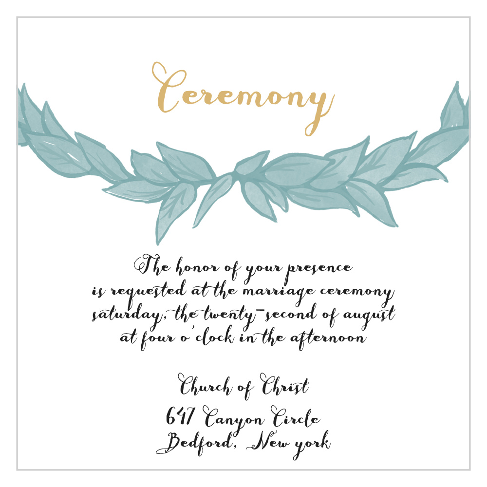 Leafy Love Foil Ceremony Cards