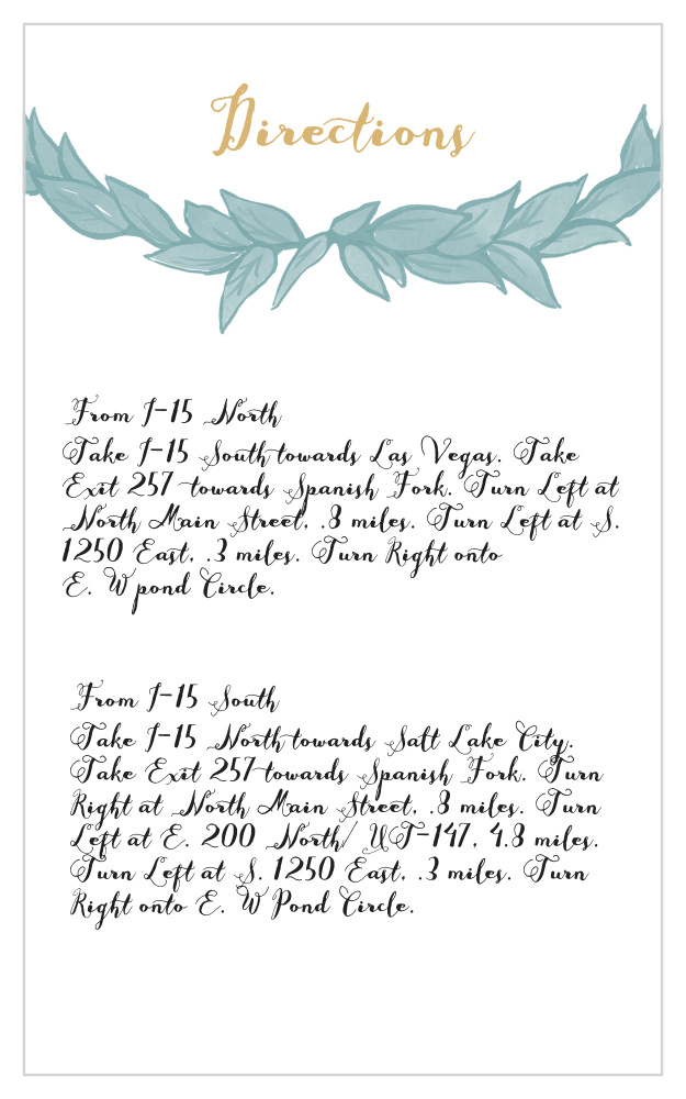 Leafy Love Foil Direction Cards