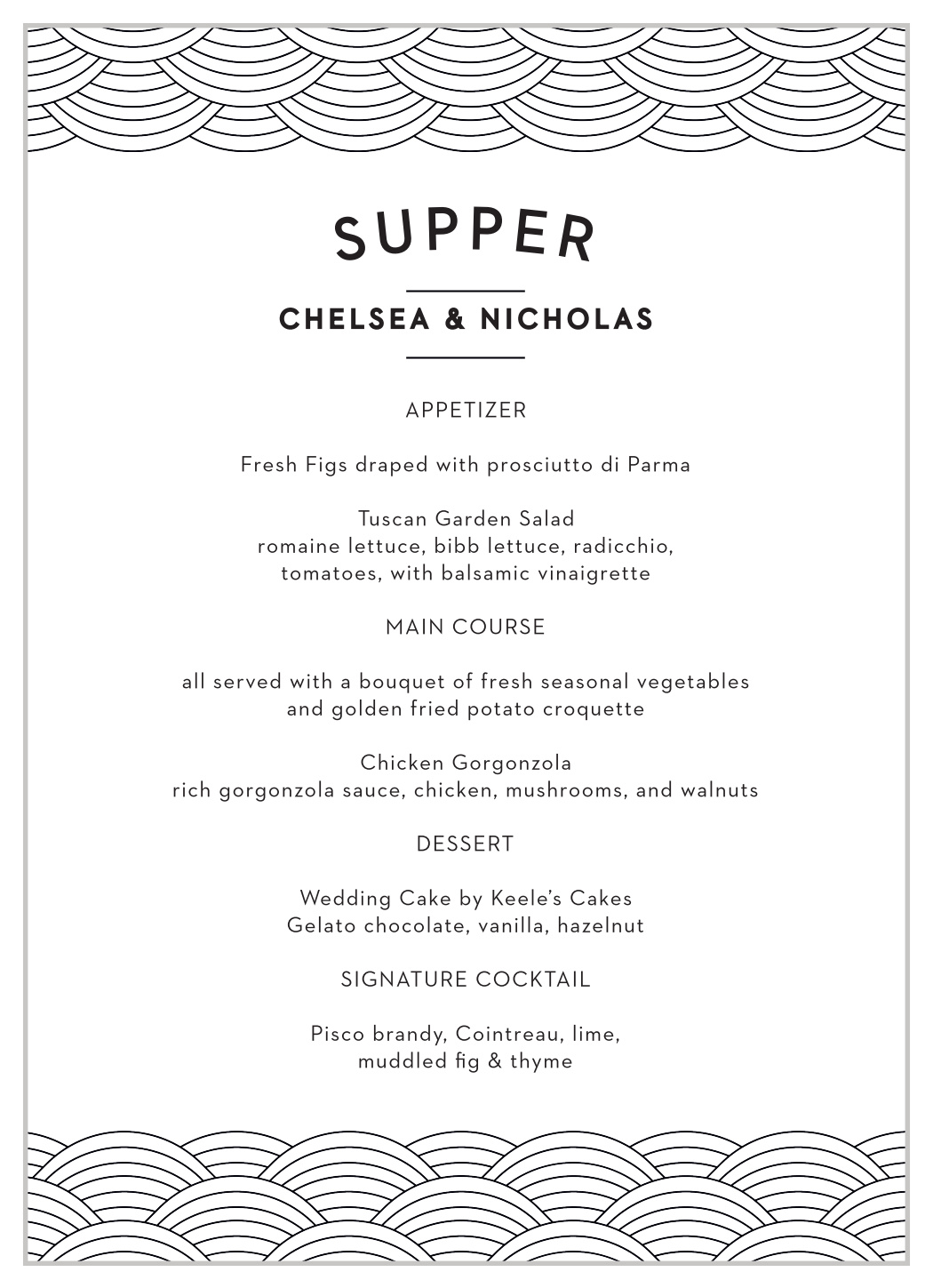 Phoenix Skyline Wedding Menus