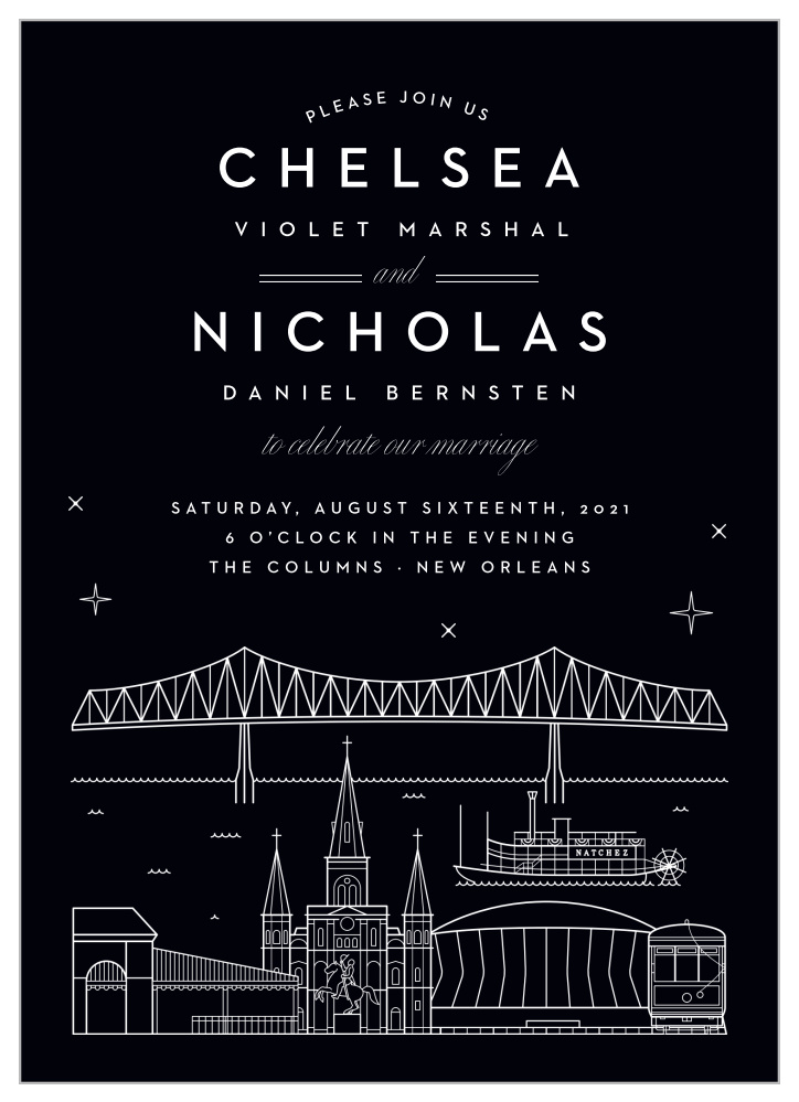 New Orleans Skyline Wedding Invitations