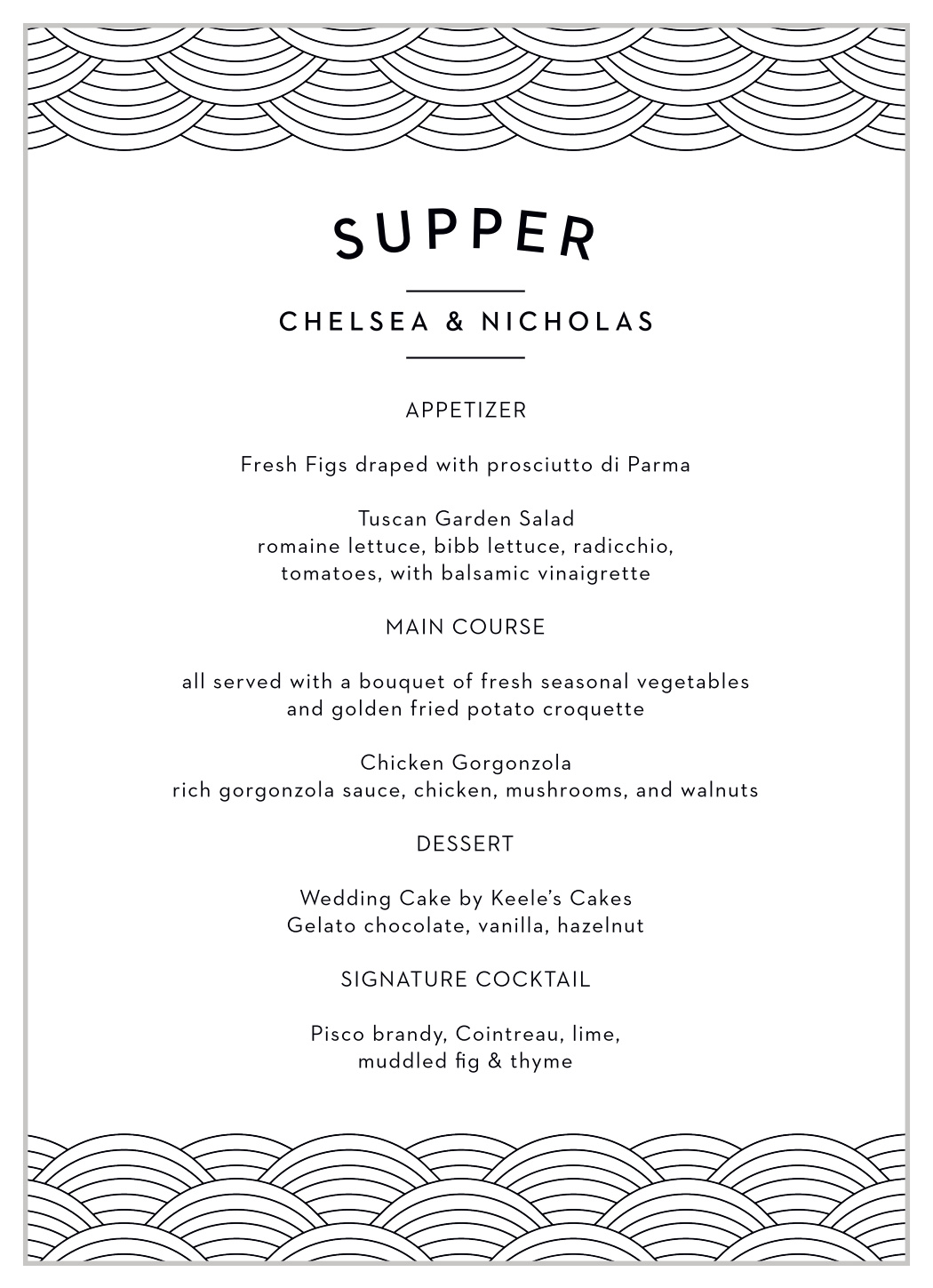 New Orleans Skyline Wedding Menus