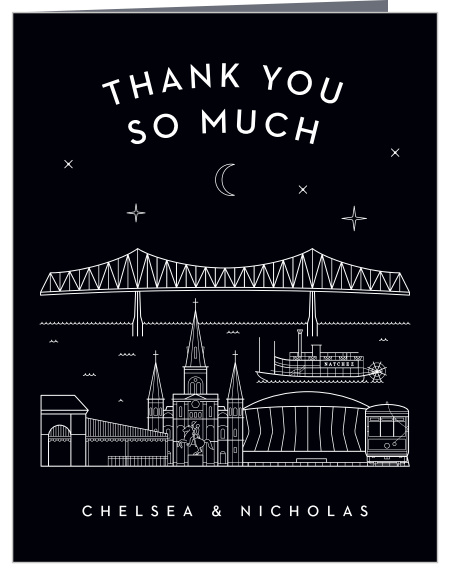 Let your loved ones know you appreciated their presence at your wedding with our New Orleans Skyline Wedding Thank You Cards! 