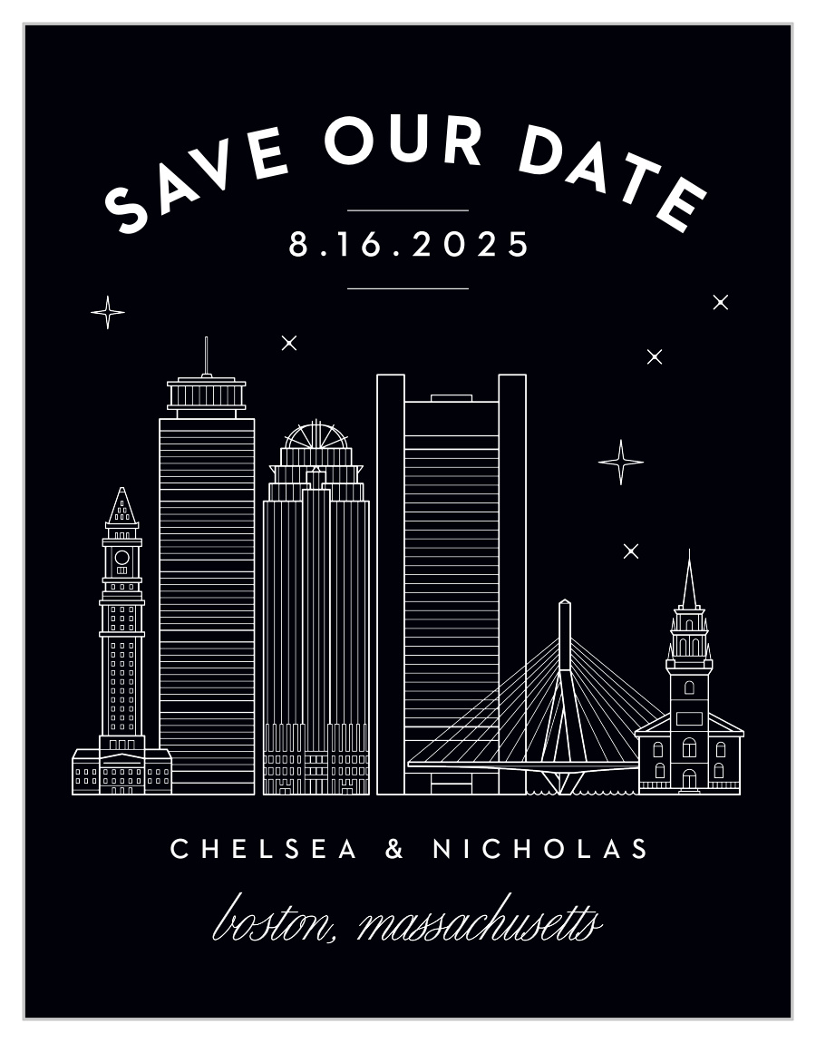 Boston Skyline Save the Date Cards