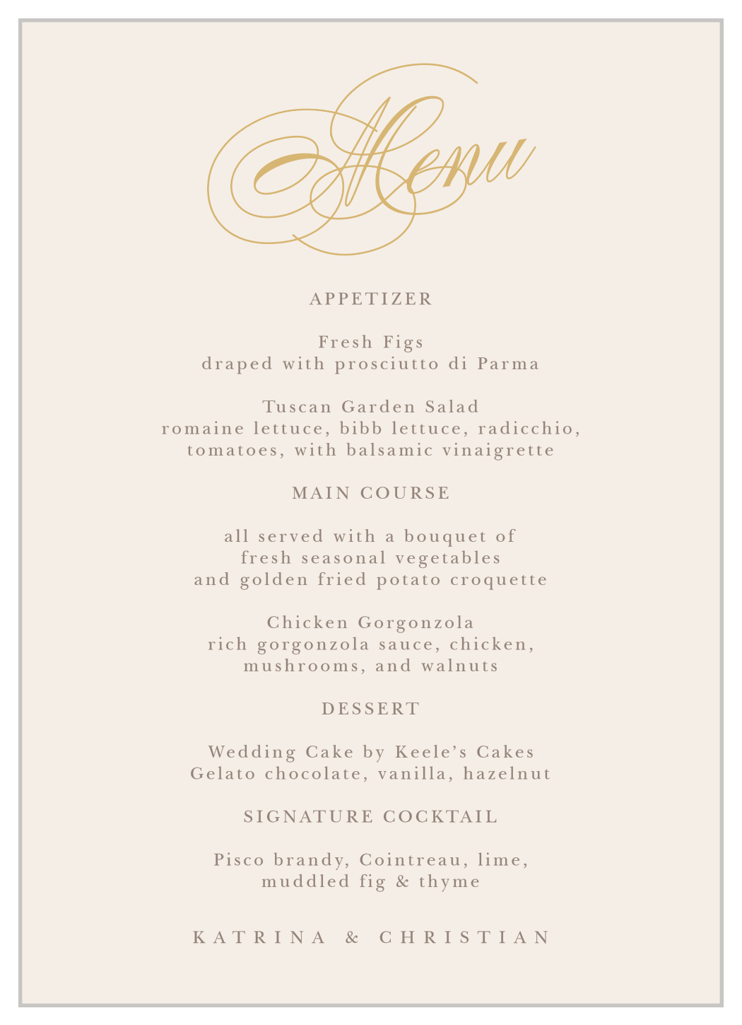 Ribbon & Scrolls Wedding Menus