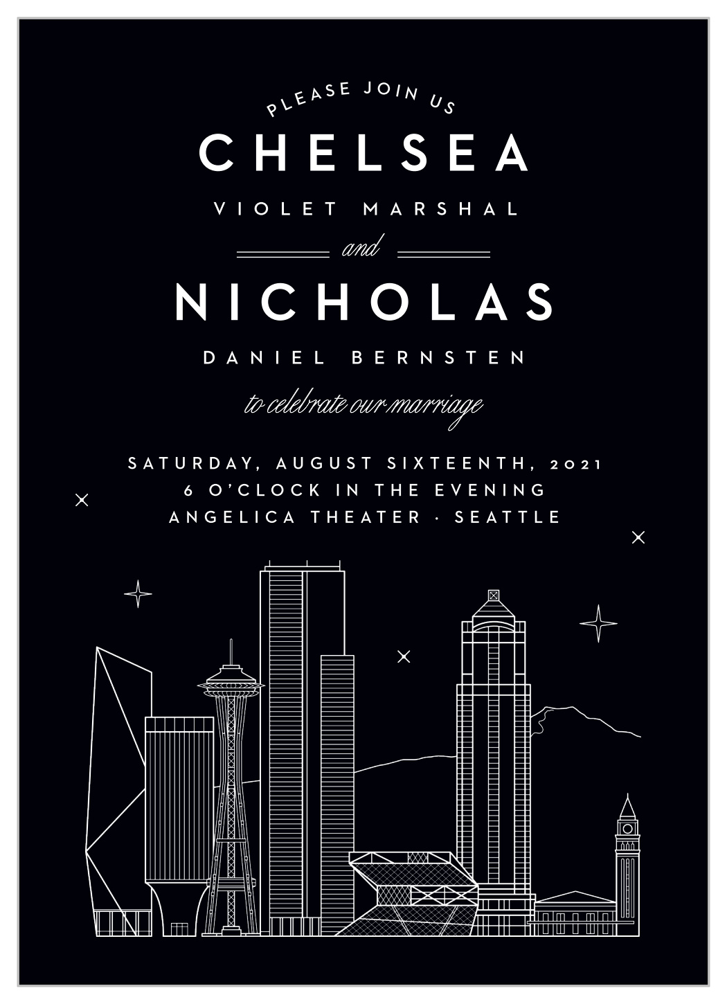 Seattle Skyline Wedding Invitations