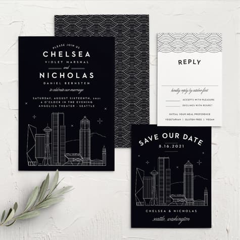 Seattle Skyline Wedding Invitations