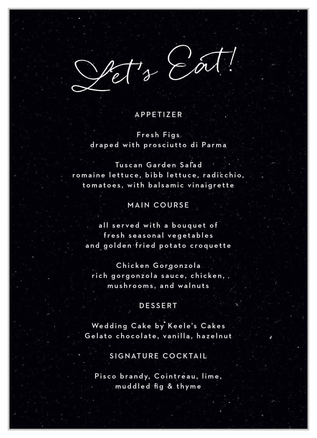 Darling Couple Wedding Menus