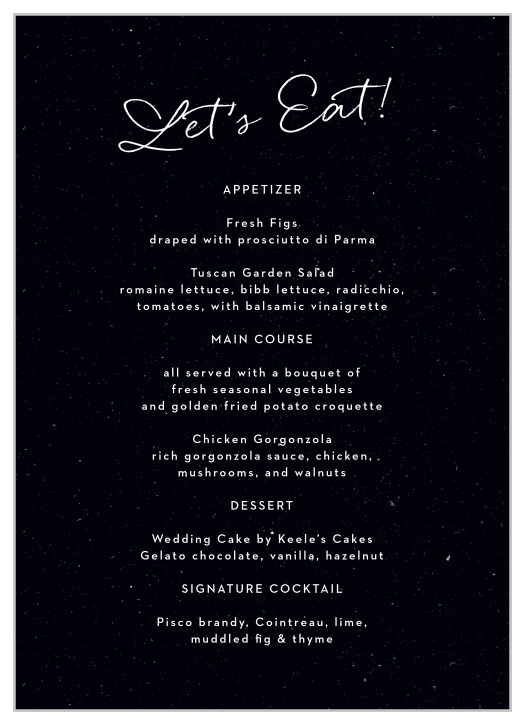 Darling Couple Wedding Menus