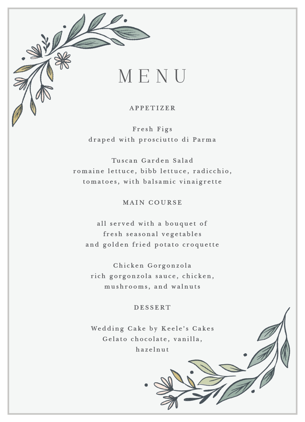 Classic Gerber Daisy Wedding Menus