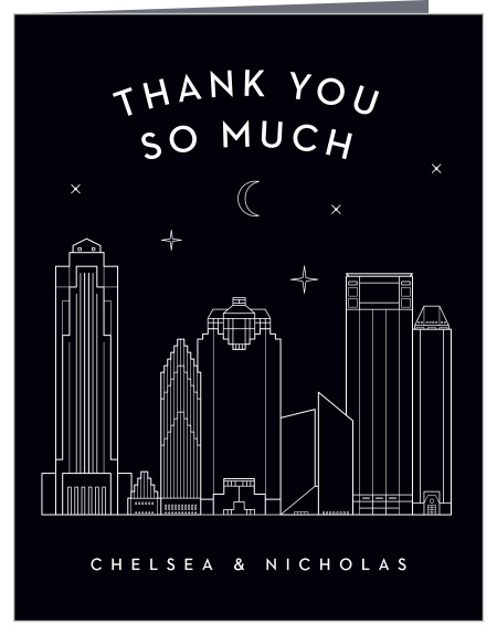 Express your gratitude to your loved ones with the stunning design of our Houston Skyline Wedding Thank You Cards. 