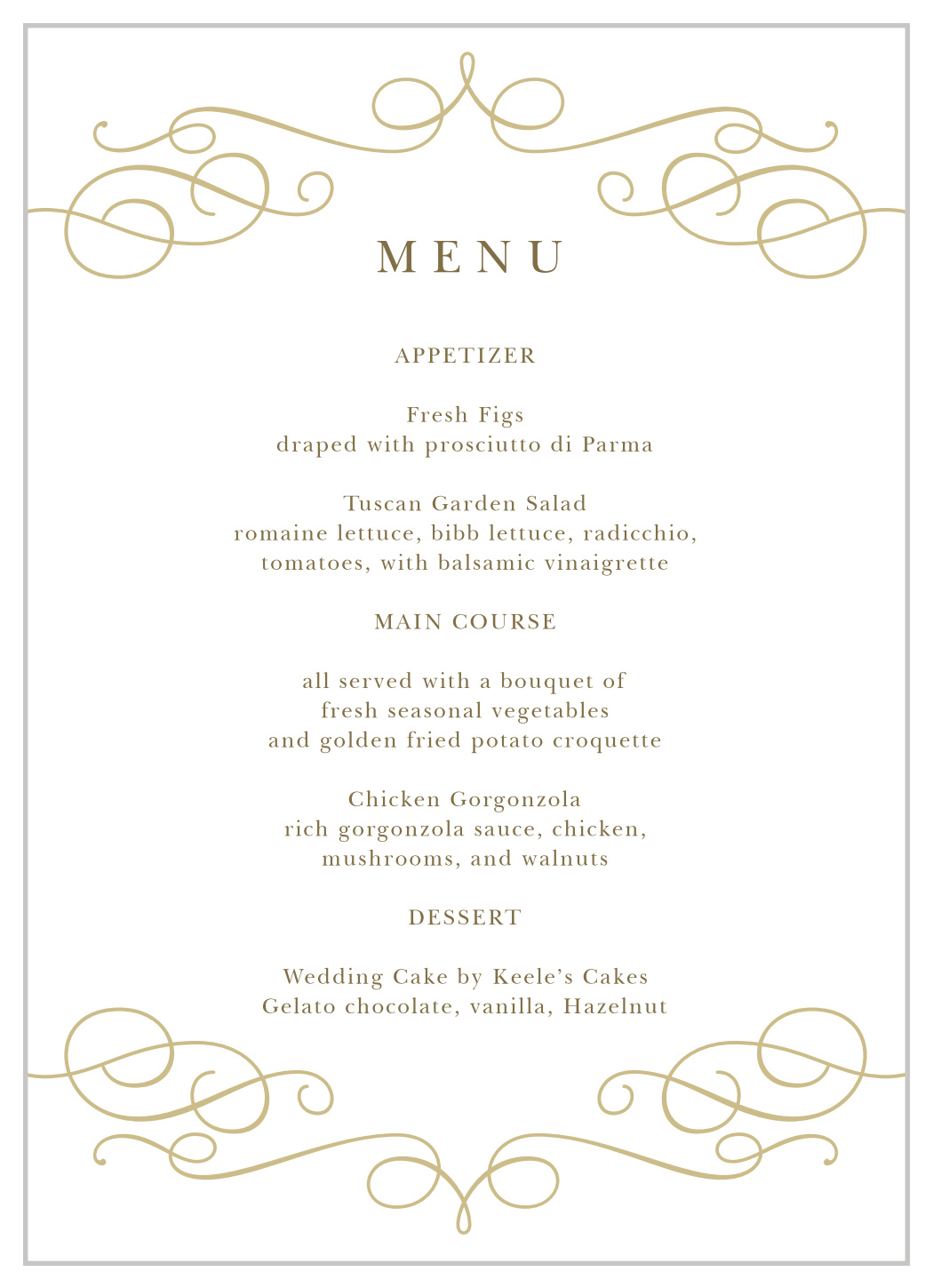 Trendy Swirls Wedding Menus