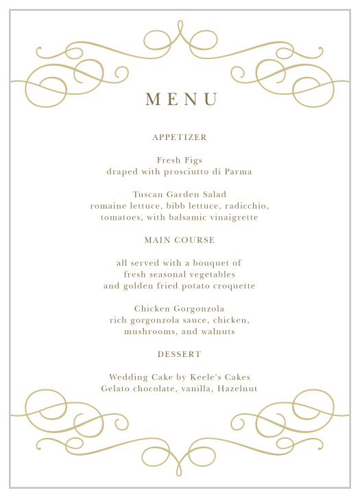 Trendy Swirls Wedding Menus