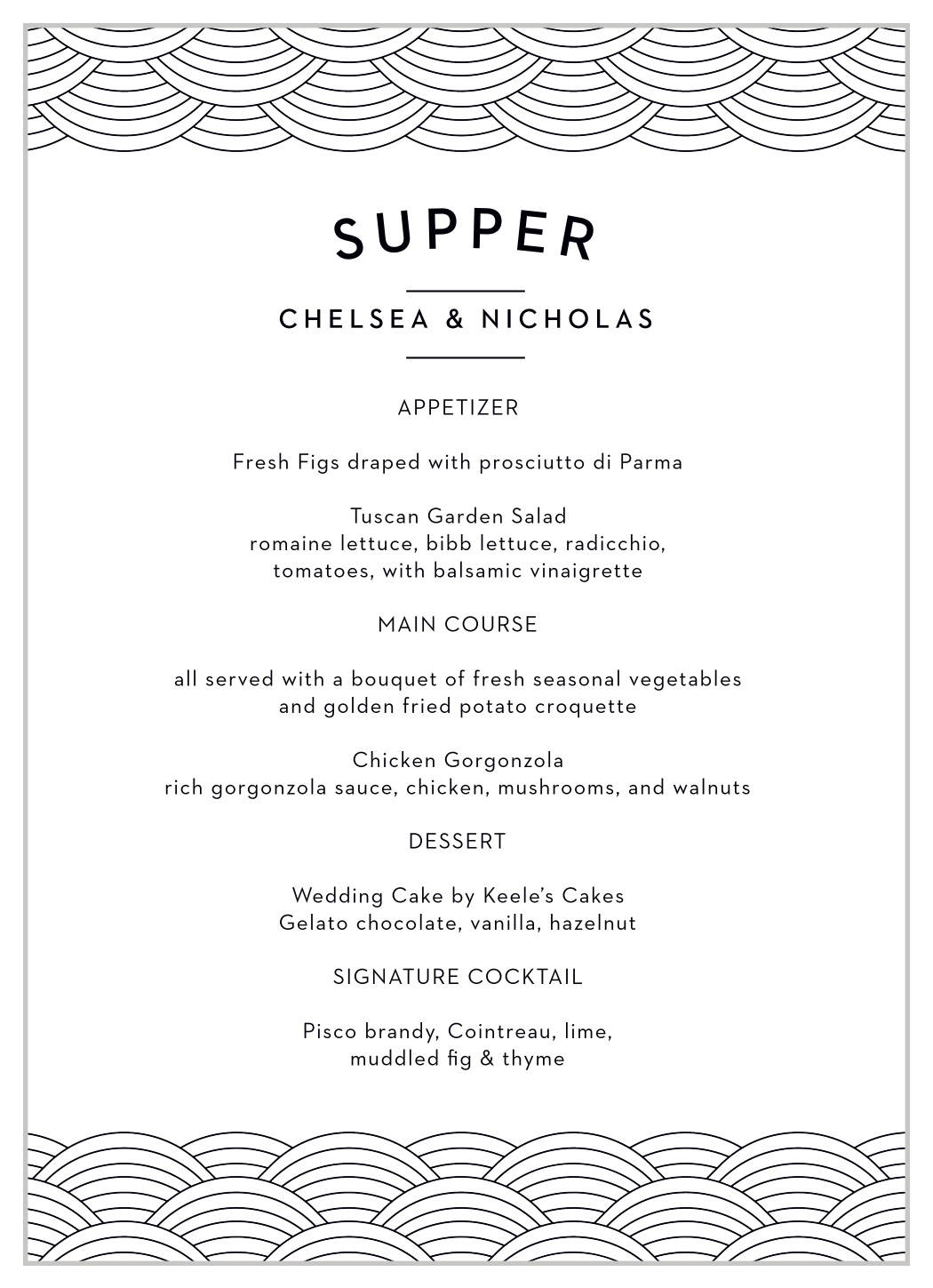 Houston Skyline Wedding Menus