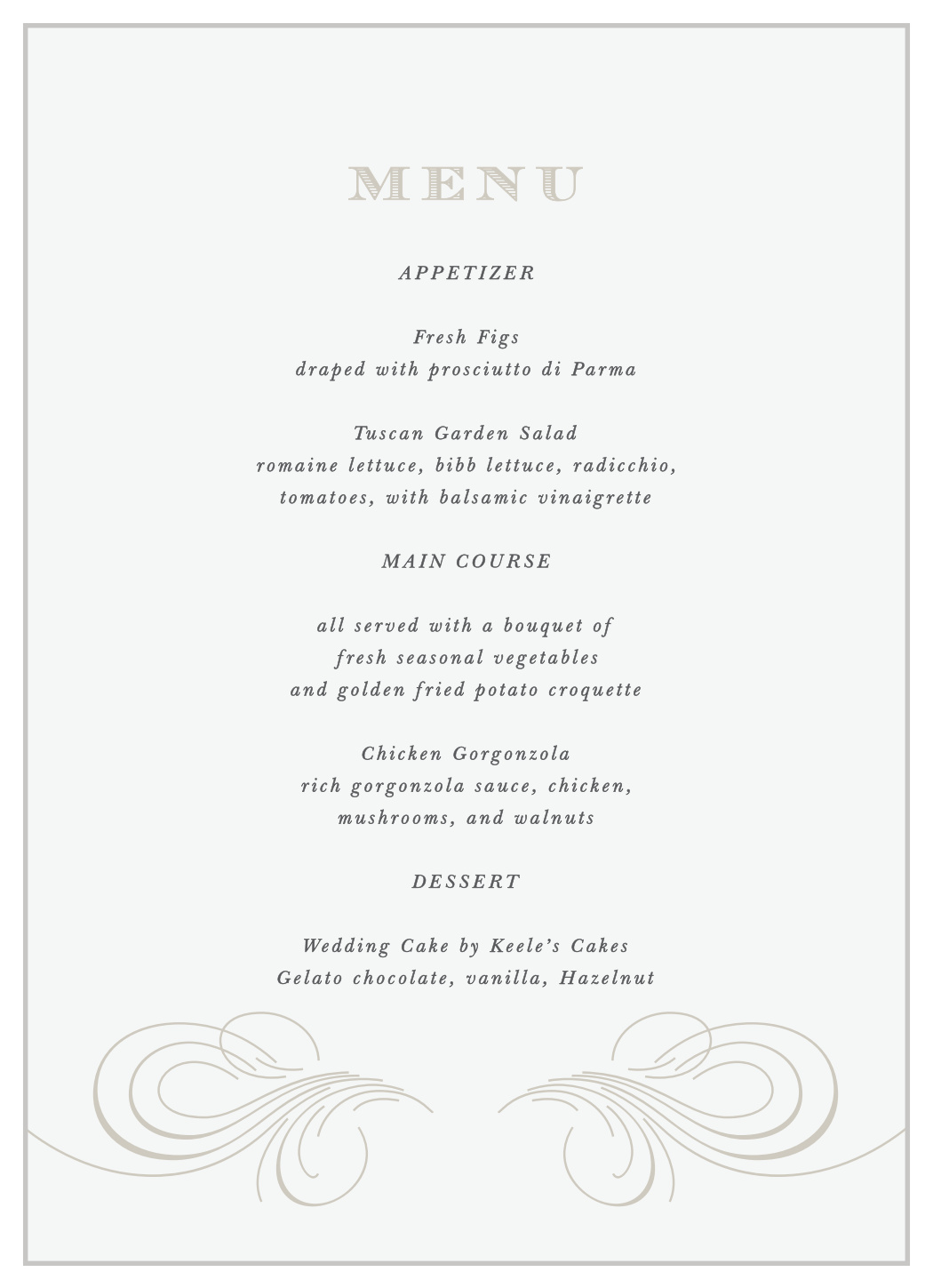 Streamlined Scroll Wedding Menus