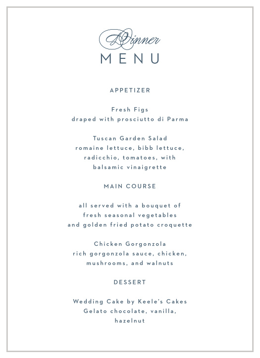 Opaque Love Wedding Menus