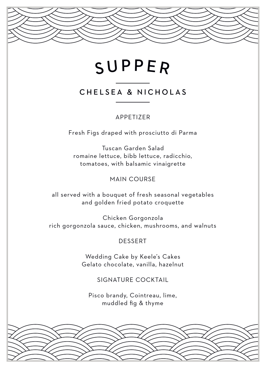 Denver Skyline Wedding Menus