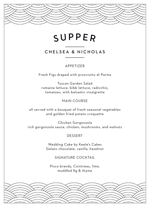 Denver Skyline Wedding Menus