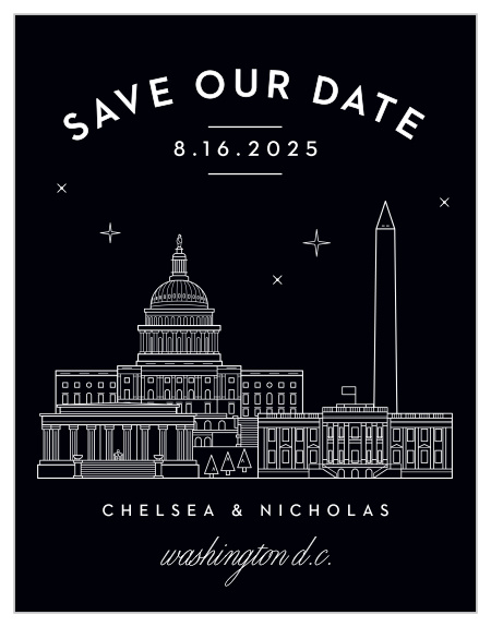 Ensure that your family and friends mark their calendar for the days of your wedding with our stunningly designed Washington D.C. Save-the-Date Magnets. 