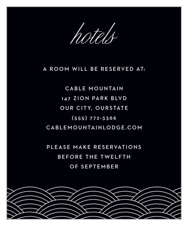 Our Los Angeles Skyline Accommodation Cards will ensure that your traveling guests will be able to attend your wedding with the ease and comfort of a reserved stay. 