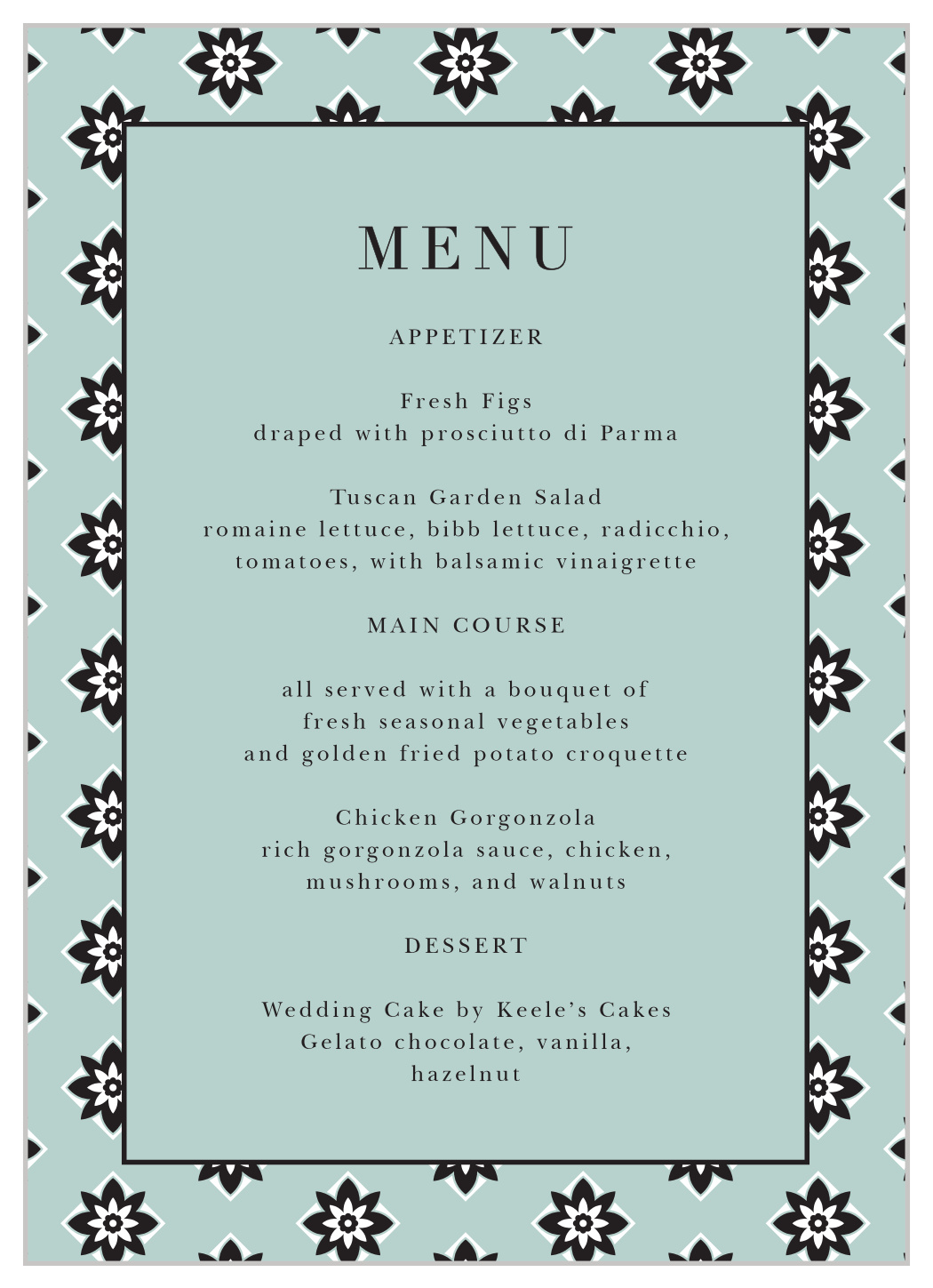 Vintage Elegance Wedding Menus