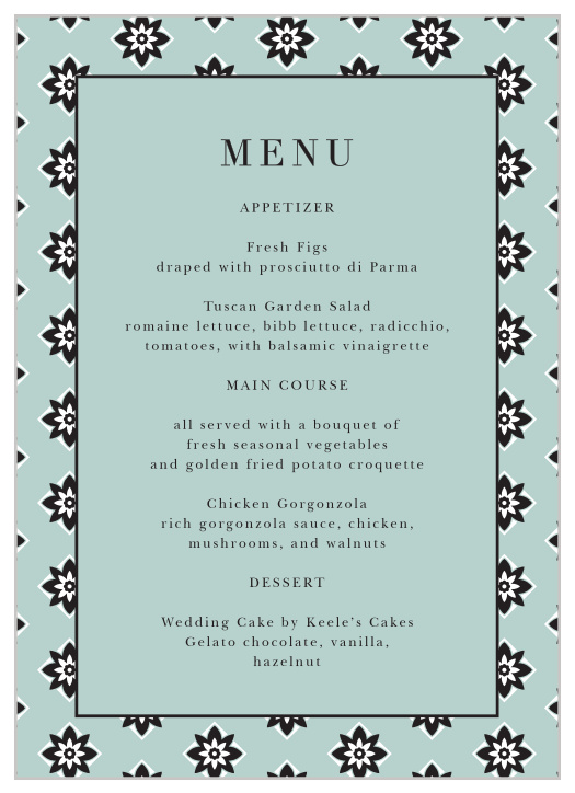 Vintage Elegance Wedding Menus