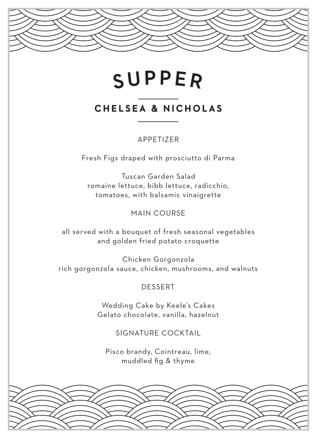 Washington D.C. Skyline Wedding Menus
