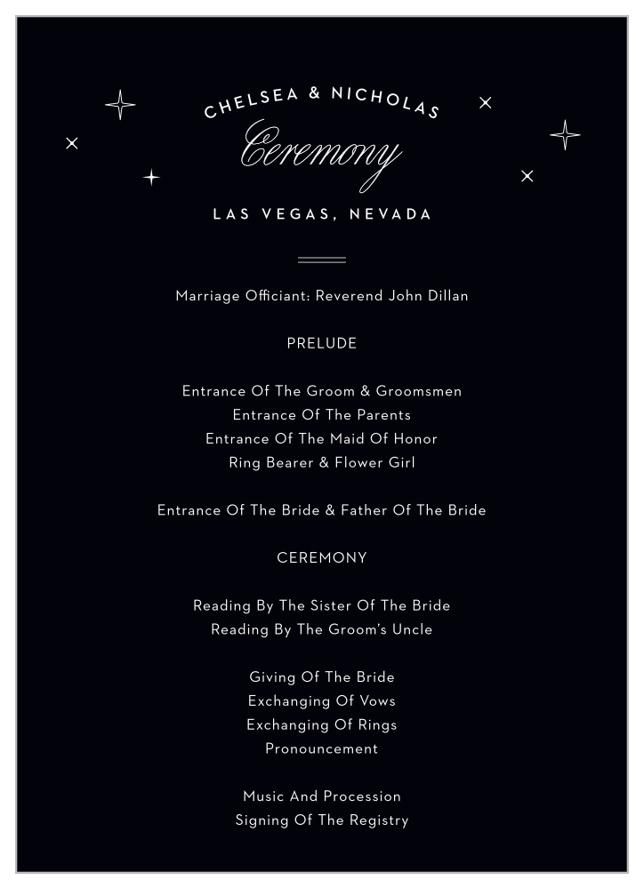 Las Vegas Skyline Wedding Programs