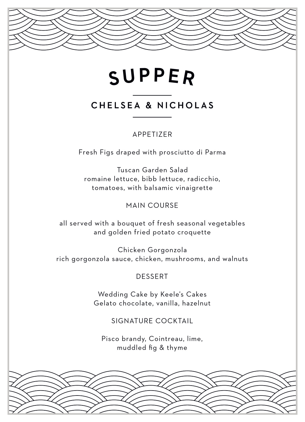 San Diego Skyline Wedding Menus