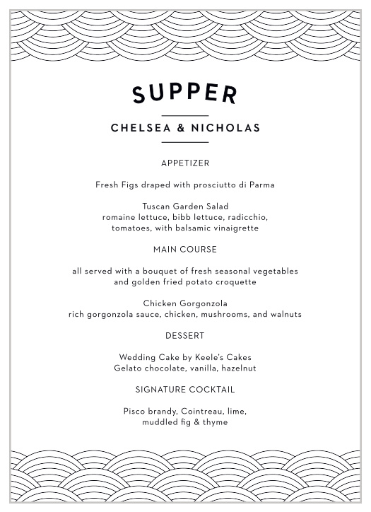 San Diego Skyline Wedding Menus