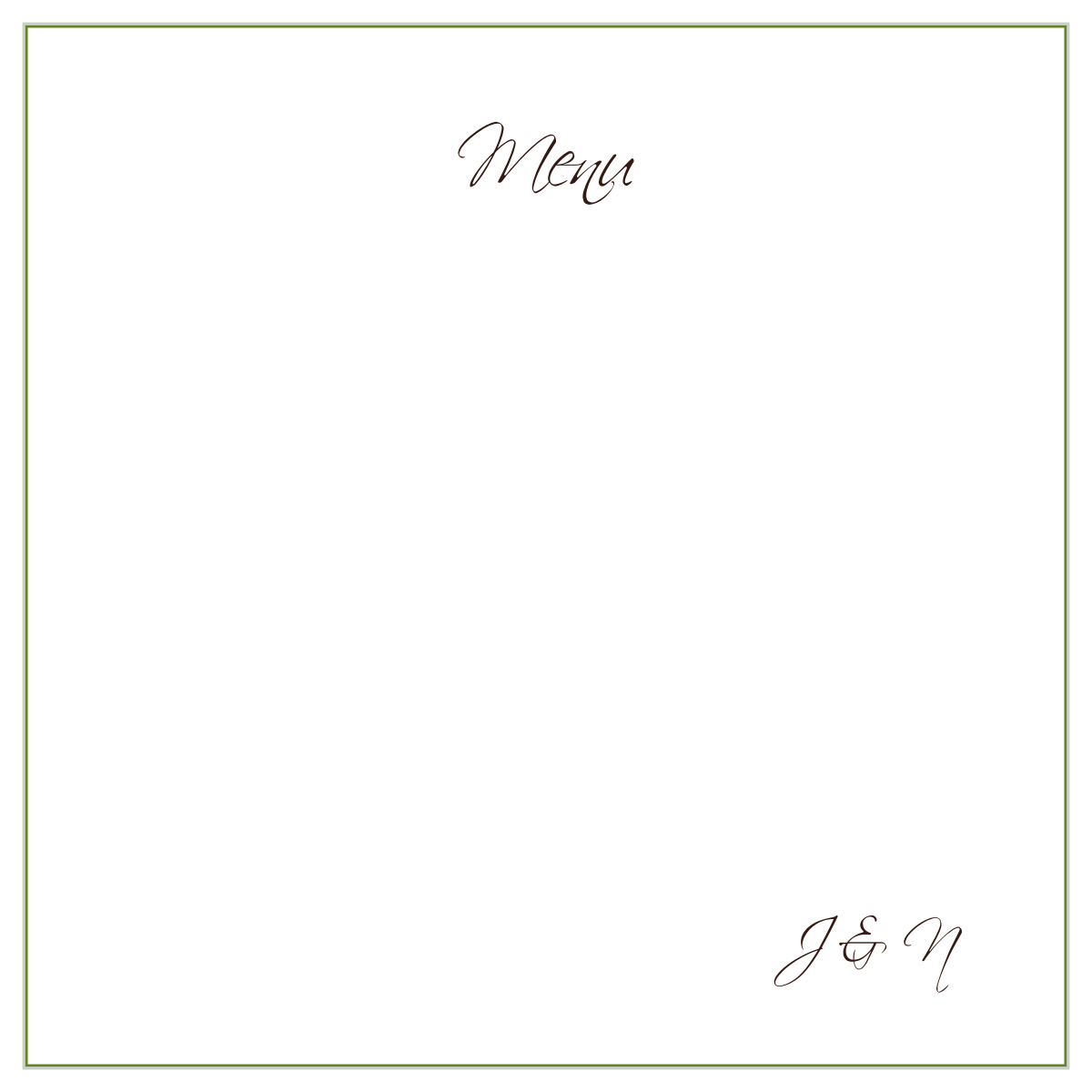 Initials Square Wedding Menus