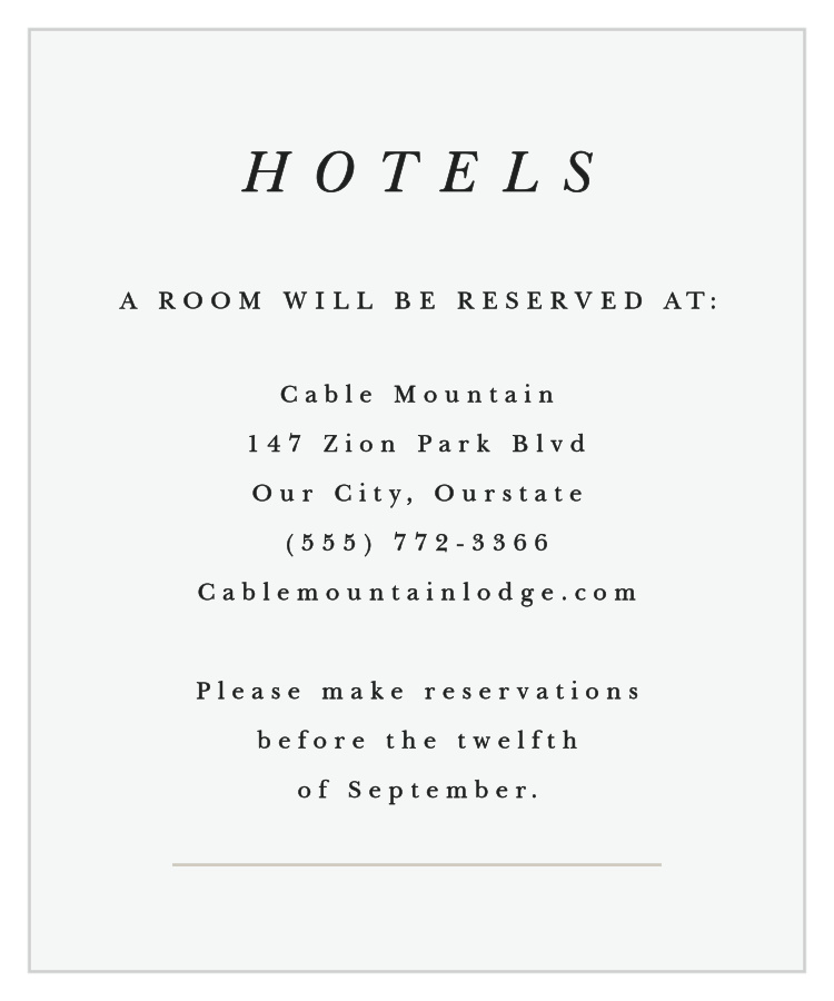 Majestic Tree Accommodation Cards