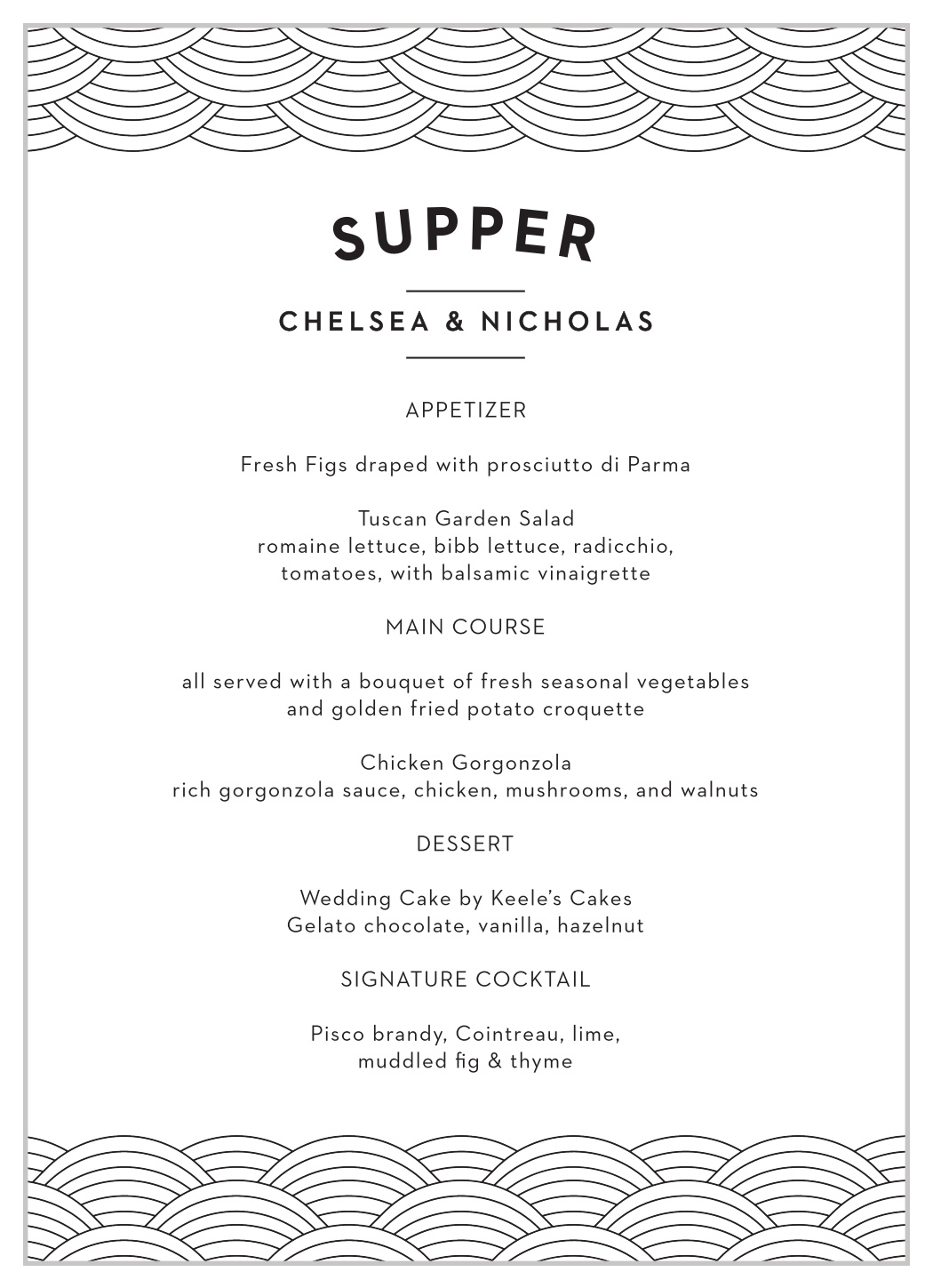 Chicago Skyline Wedding Menus