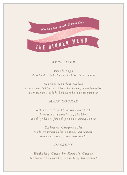 Ribbons & Confetti Wedding Menus