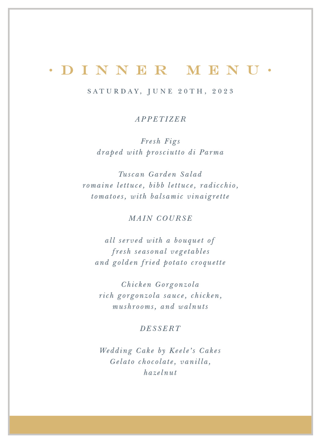 Photo Romance Wedding Menus