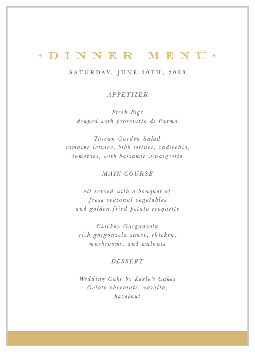 Photo Romance Wedding Menus
