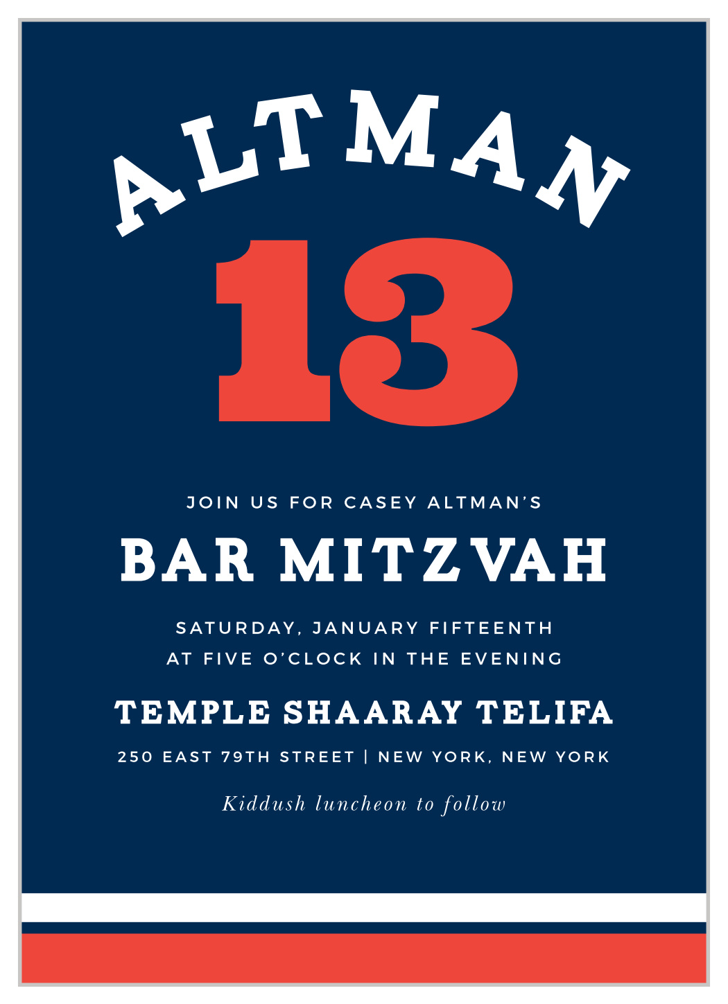 Sports Jersey Bar Mitzvah Invitations