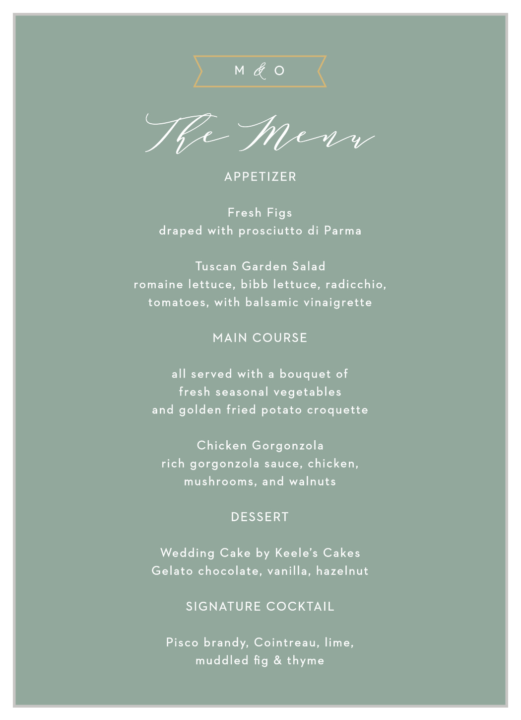 Contemporary Banner Wedding Menus