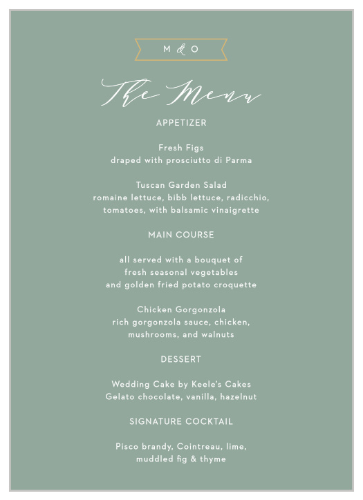 Contemporary Banner Wedding Menus