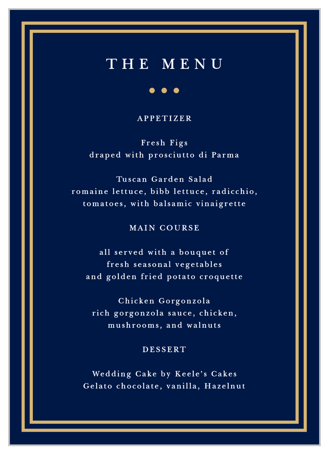 Simple Square Wedding Menus
