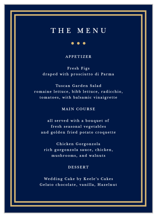 The perfect reception is only complete with the equally elegant Simple Square Wedding Menus. 