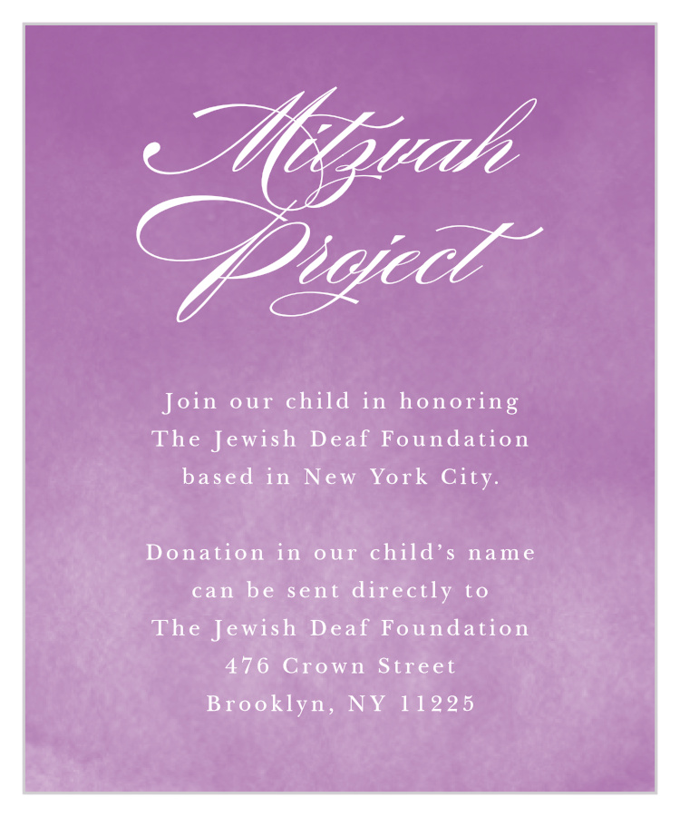 B'not Watercolor Bat Mitzvah Project Cards